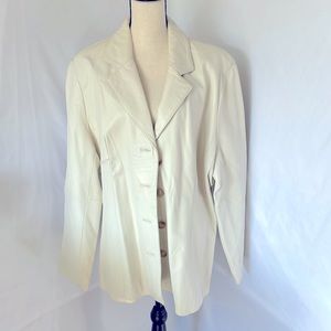 Wilson’s vintage leather jacket cream with brown and snake skin lining